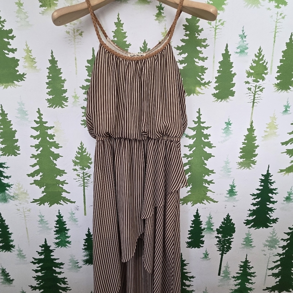 Double Zero Brown Striped Chiffon Dress